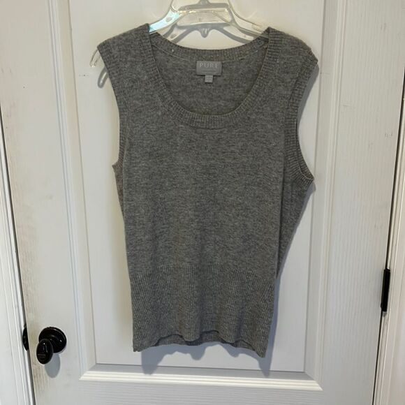 Pure Collection 100% Cashmere Gray Sweater Vest - Picture 1 of 6